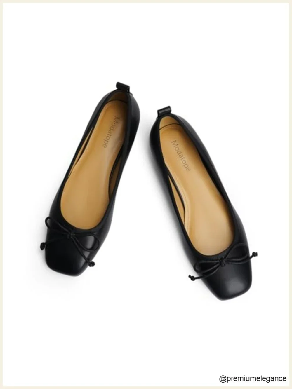 Ballet Flats Bowknot Square Toe Slip On Faux Leather Cushioned Dressy Work Shoes